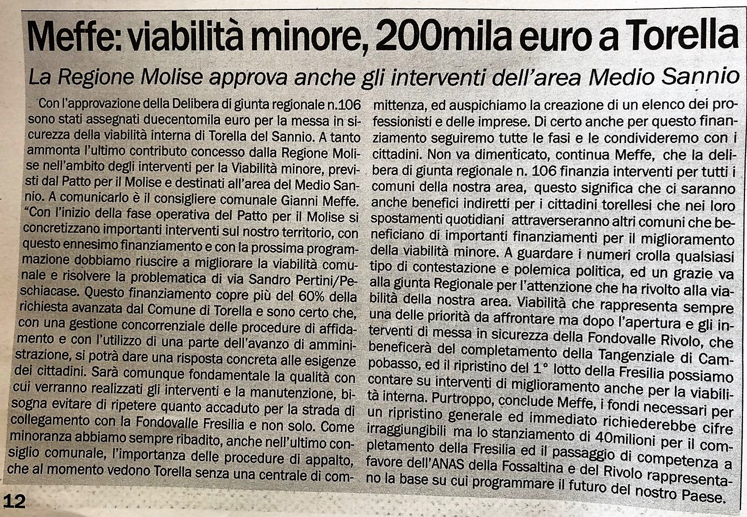 Contributi viabilità minore